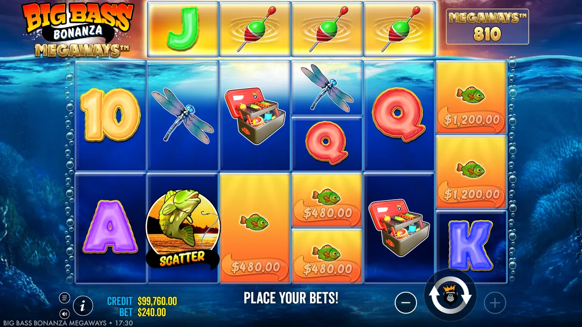 Big Bass Bonanza Megaways slot review — Pragmatic Play's 46,656-ways fishing slot with Fisherman Wild collects and 4,000x max win at non UK casinos not on Gamstop