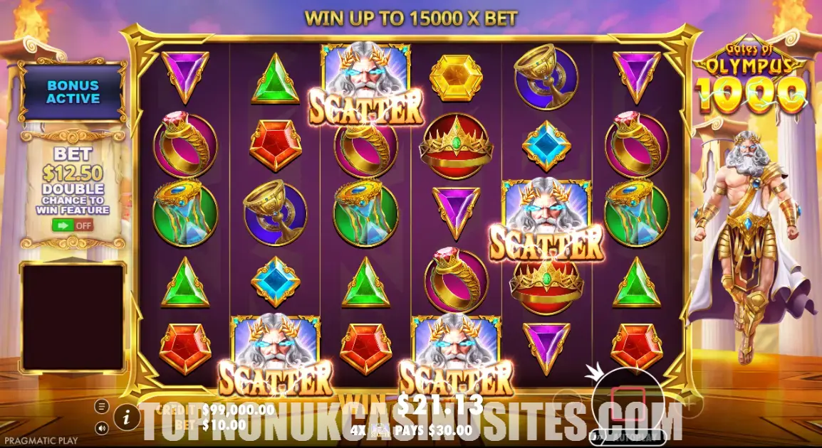 Gates of Olympus 1000 slot review — Pragmatic Play's enhanced Zeus scatter pays slot with 1,000x multipliers at non UK casinos not on Gamstop