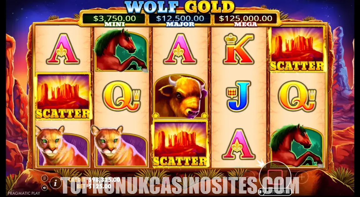 Wolf Gold slot review — Pragmatic Play's wildlife Hold and Win slot with three jackpots at non UK casinos not on Gamstop